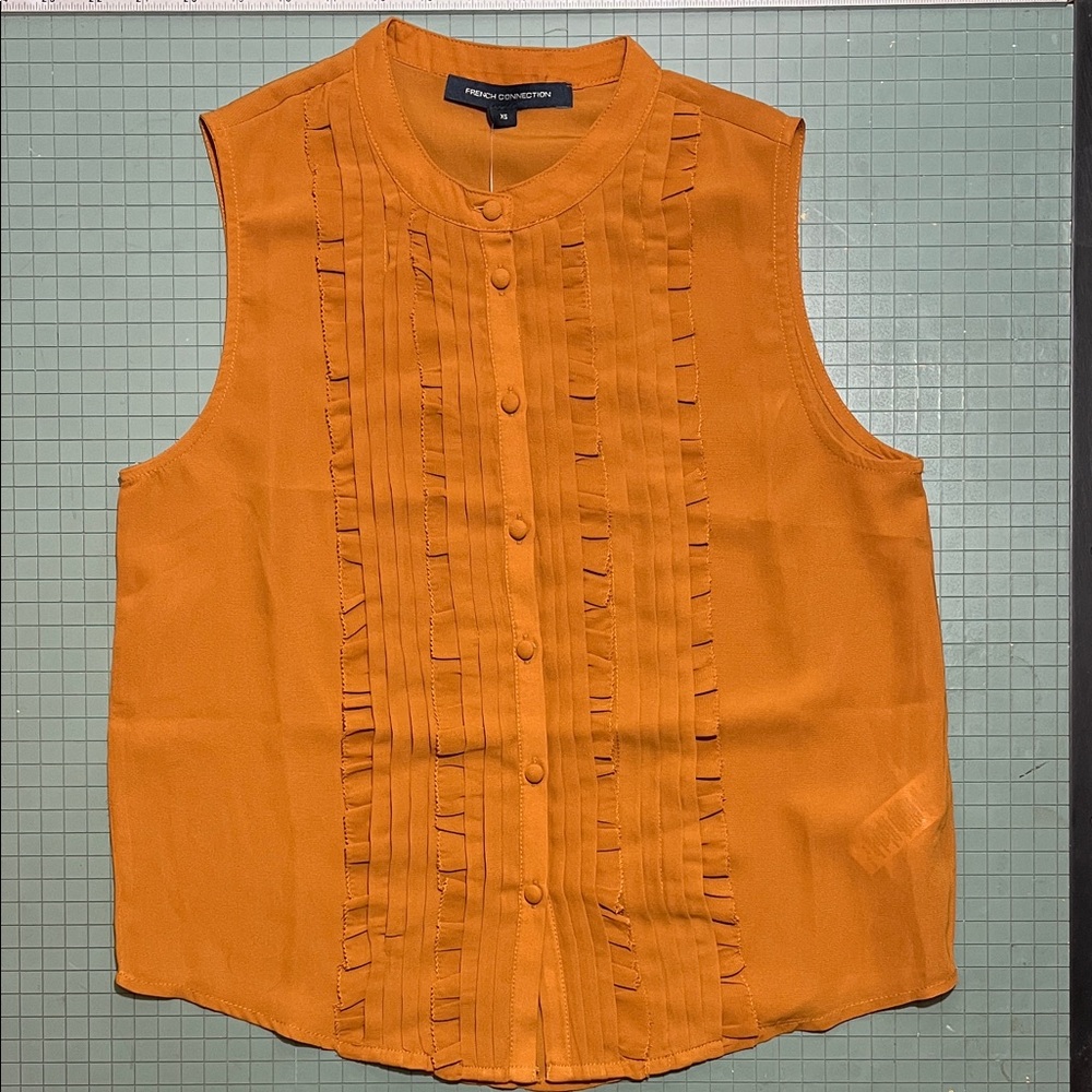 French connection Sleeveless Blouse with Ruffle Detail XS